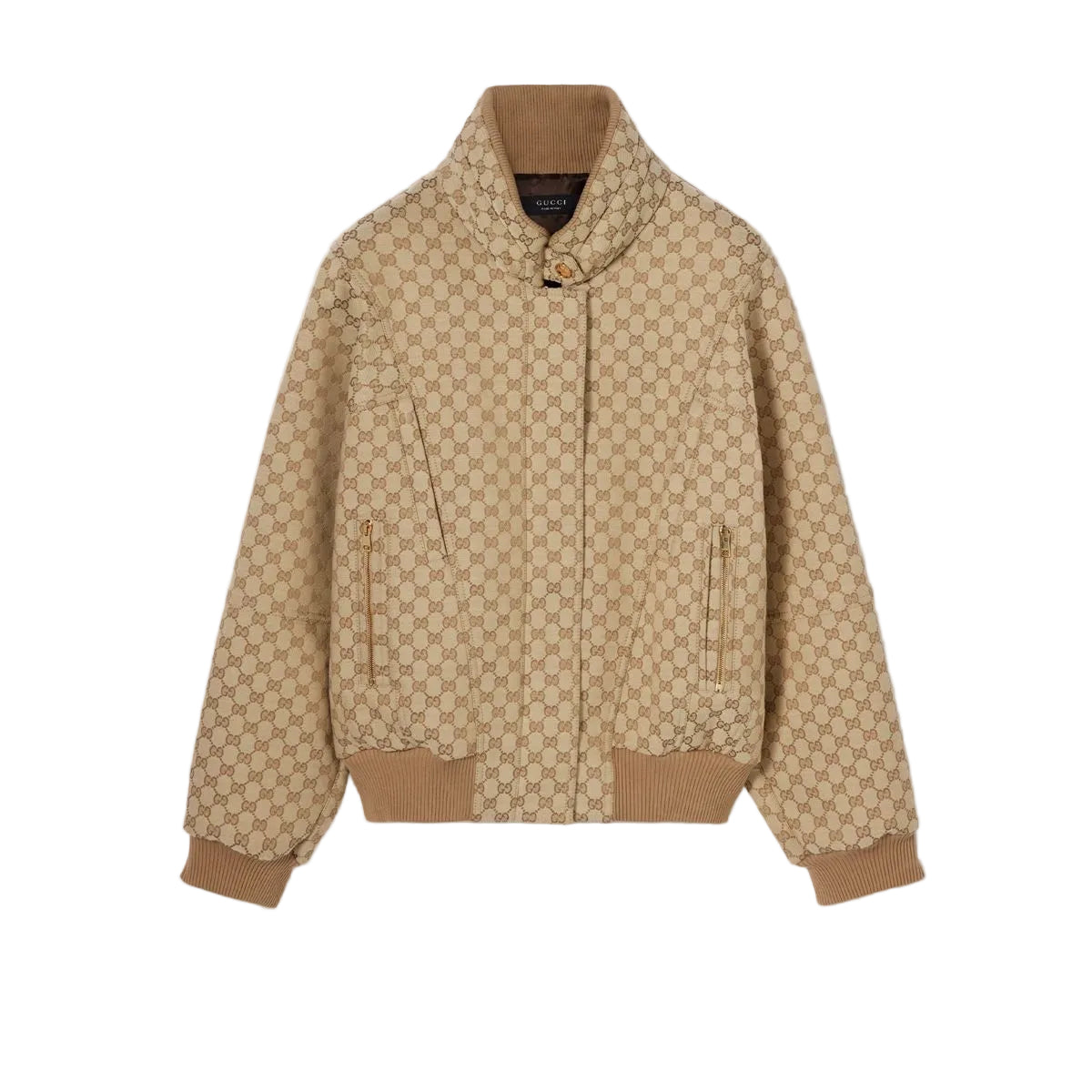 Gg cotton canvas fabric zip jacket-GUCCI-Verso