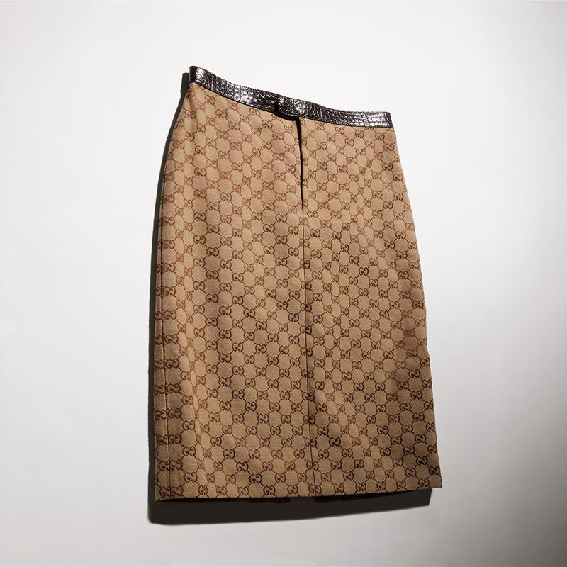 Gg cotton canvas skirt-GUCCI-Verso