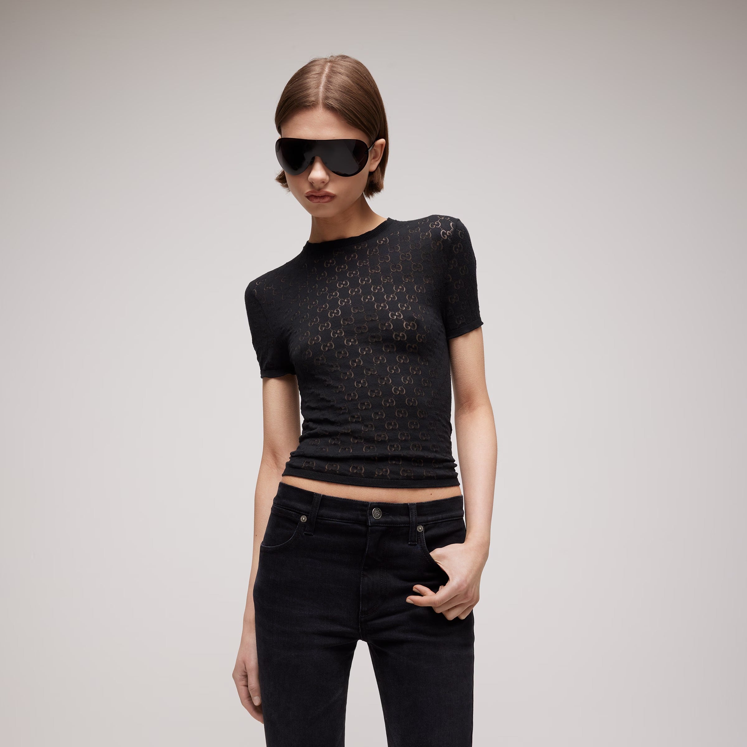 GG Cotton Devoré T-shirt-GUCCI-Verso