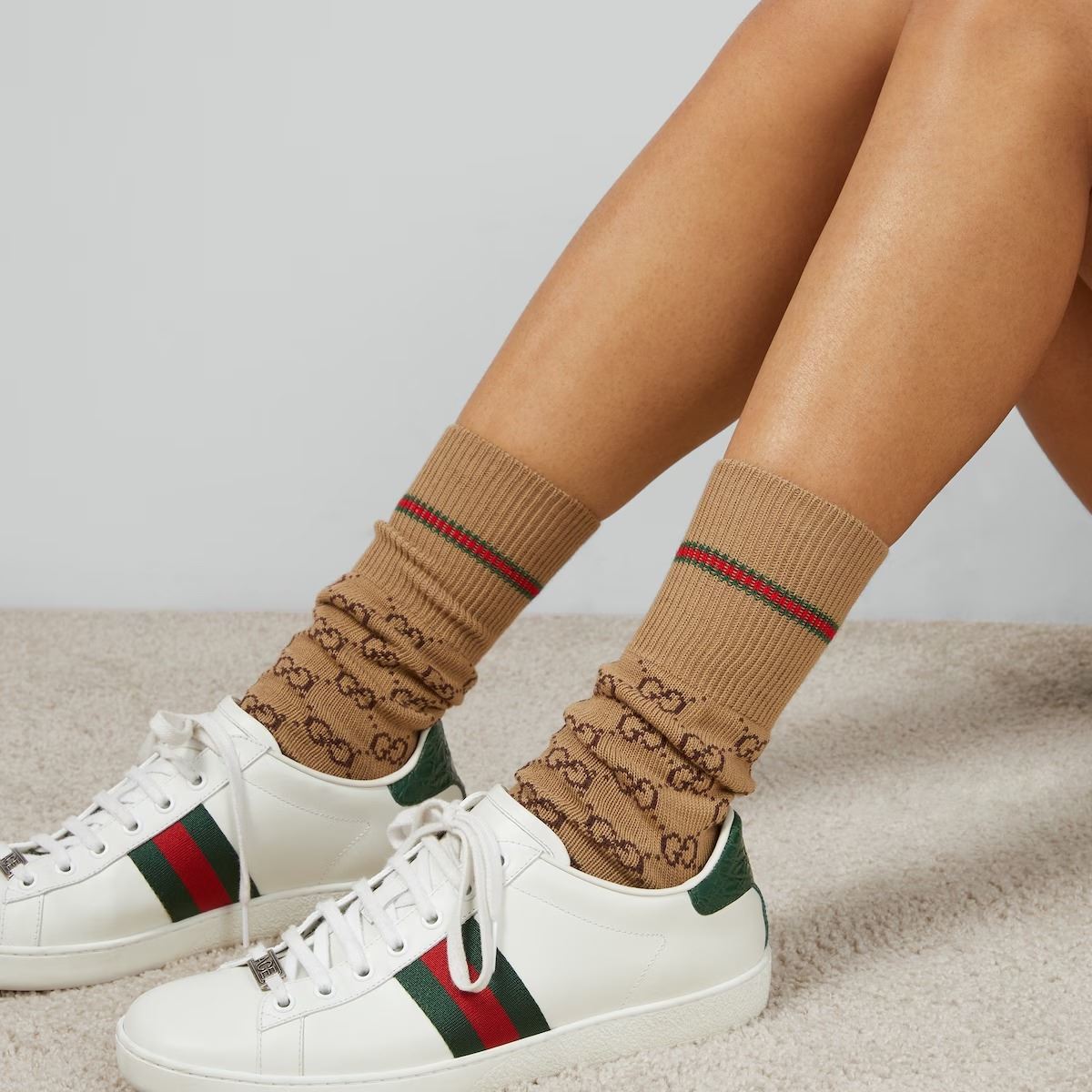 GG cotton socks with web-GUCCI-Verso