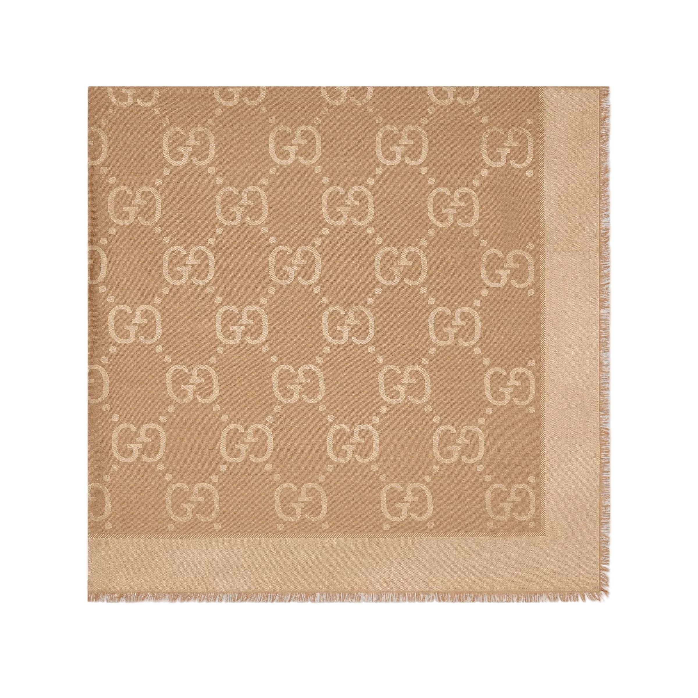 Gg jacquard silk wool shawl-GUCCI-Verso