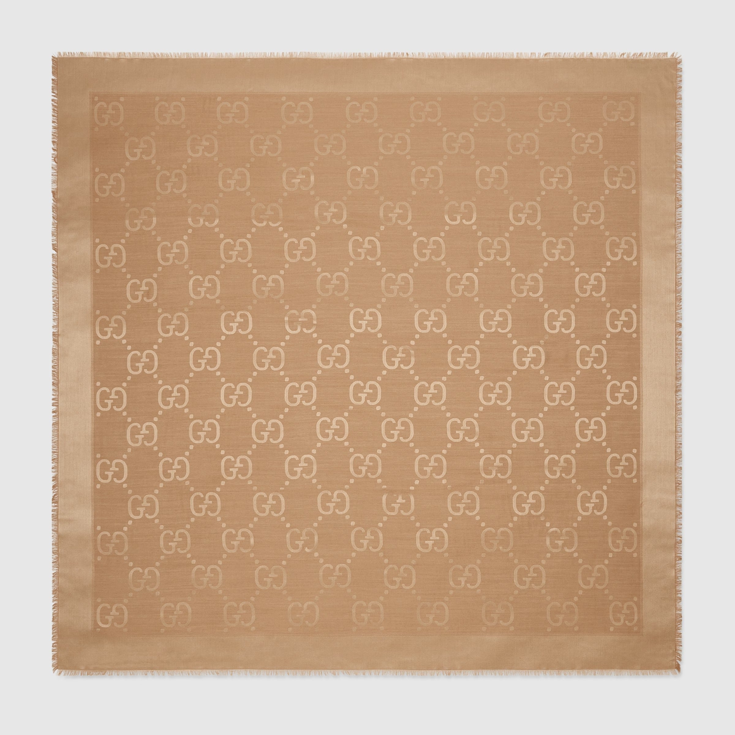 Gg jacquard silk wool shawl-GUCCI-Verso
