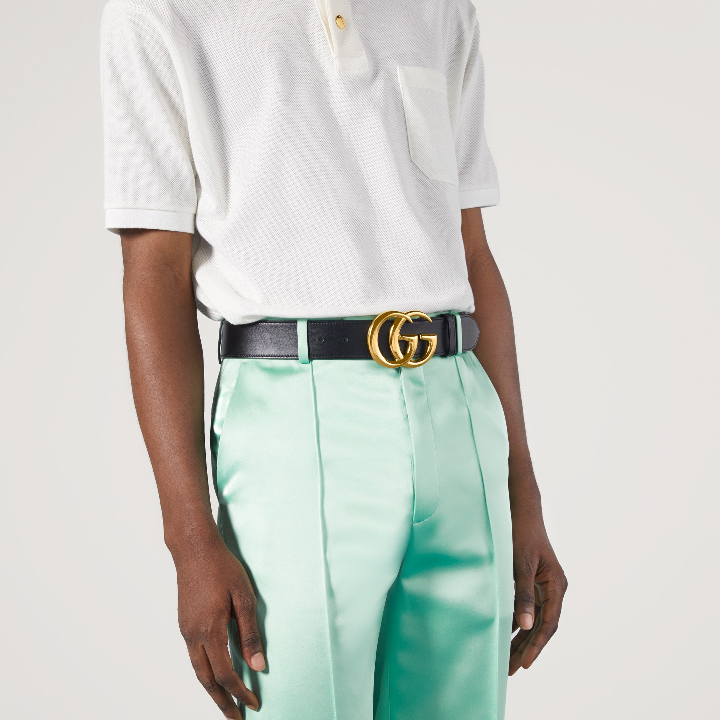 GG Marmont Wide Belt with Shiny Buckle-GUCCI-Verso