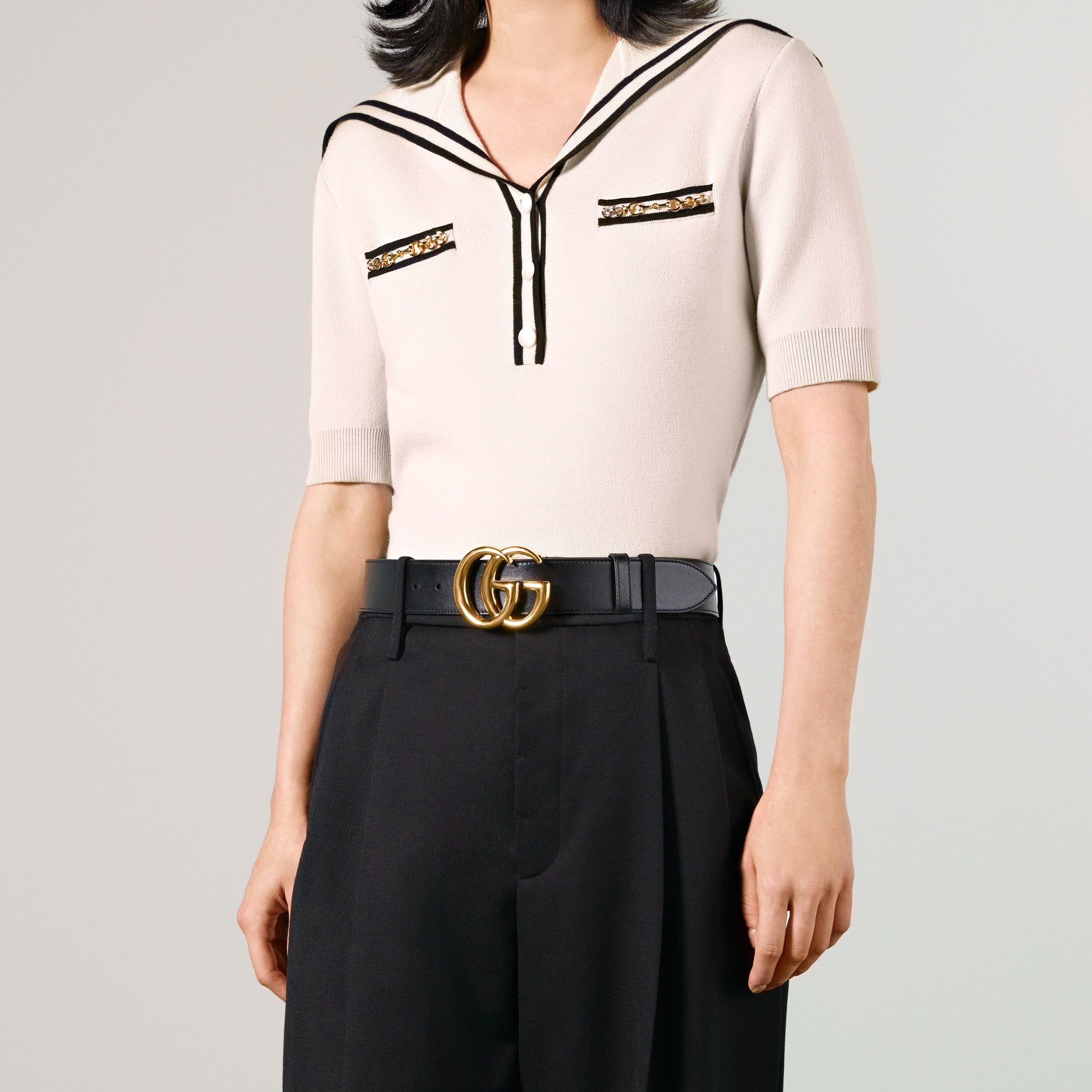 GG Marmont Wide Belt with Shiny Buckle-GUCCI-Verso