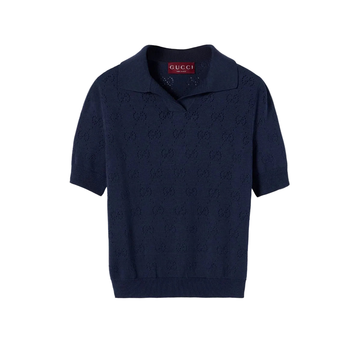 Gg pointelle cotton silk polo shirt-GUCCI-Verso