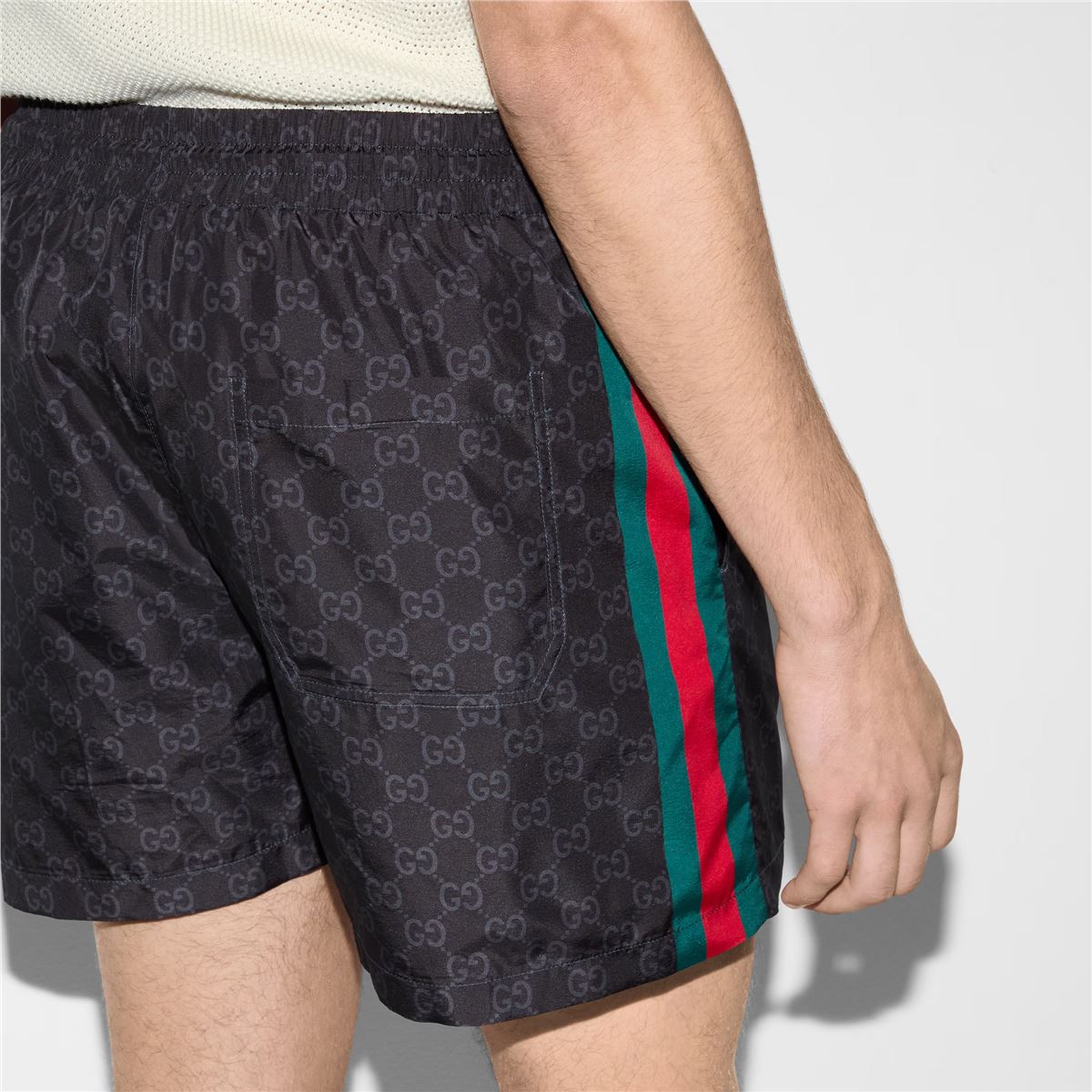 Gg print nylon swim shorts-GUCCI-Verso