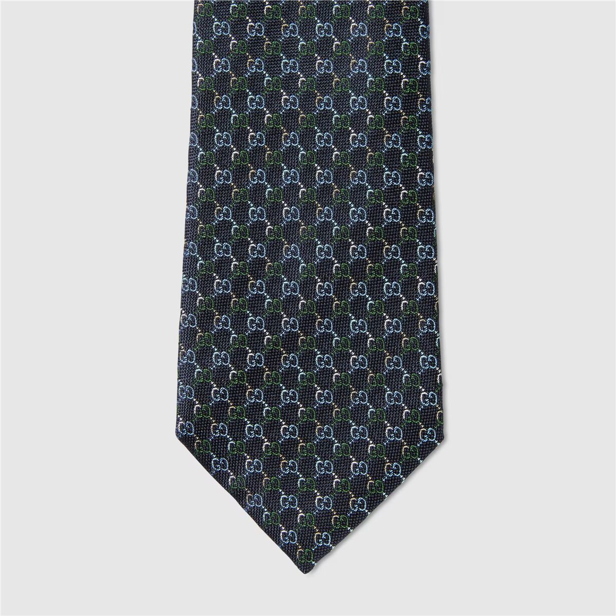 Gg silk jacquard tie-GUCCI-Verso
