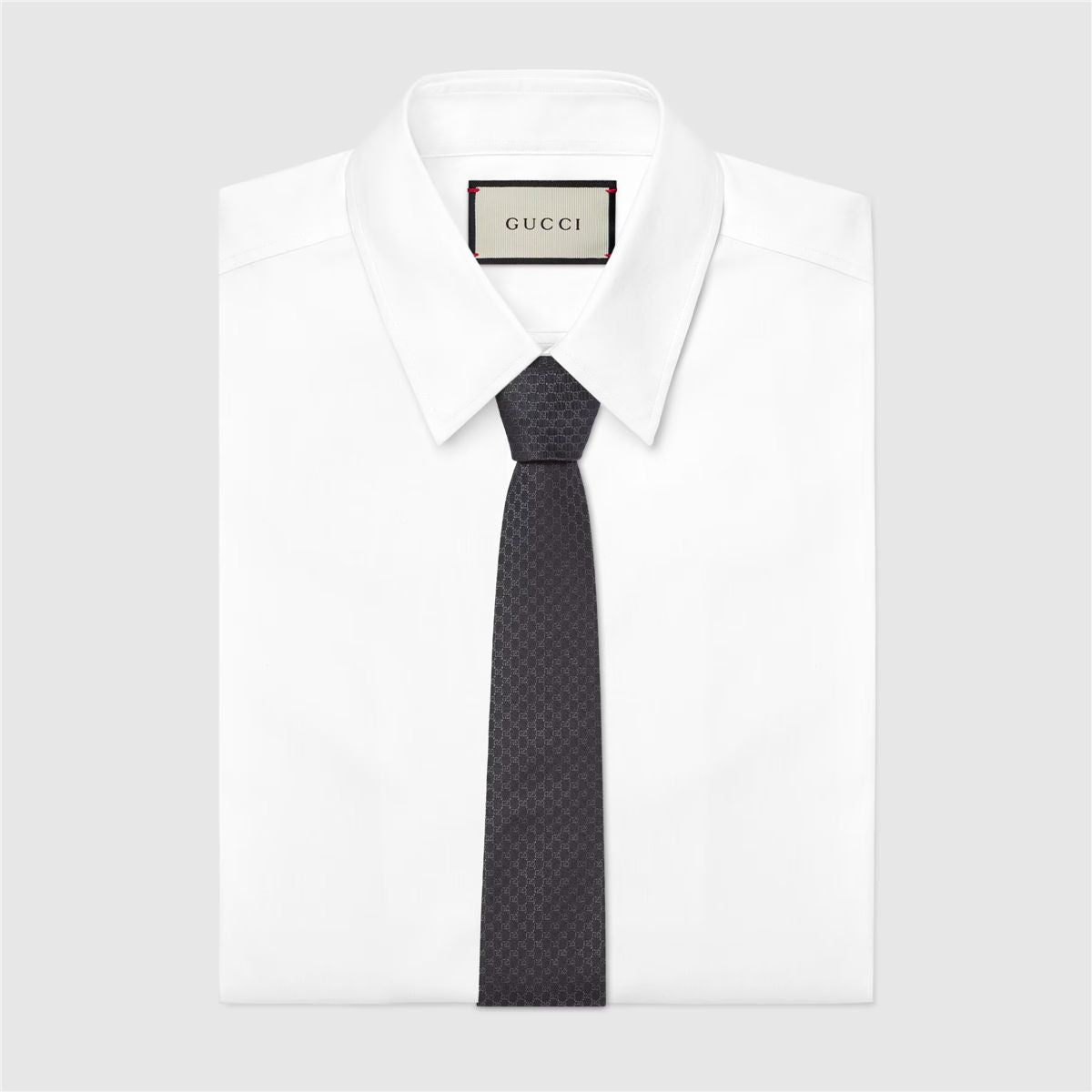 Gg silk jacquard tie-GUCCI-Verso