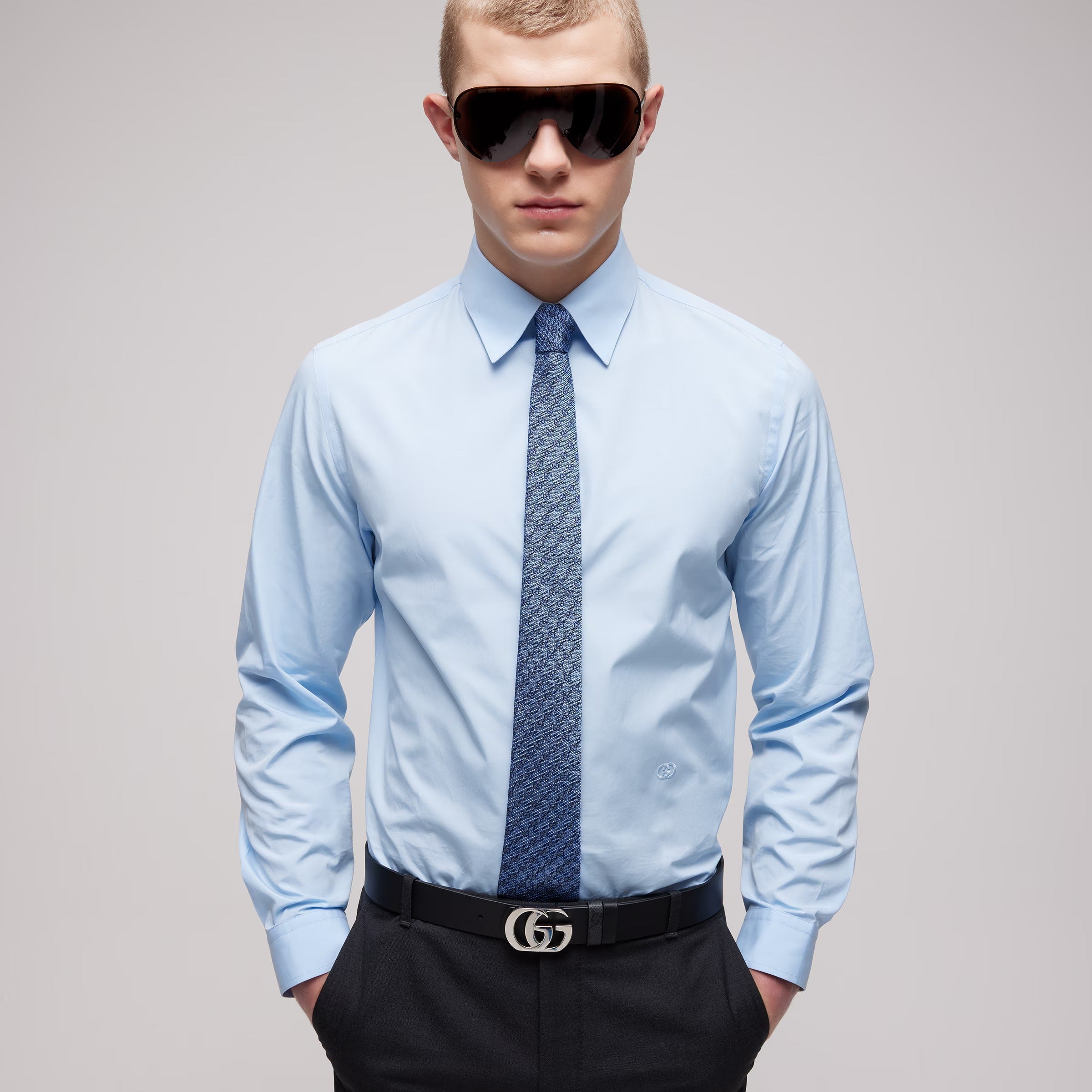 Gg silk jacquard tie-GUCCI-Verso