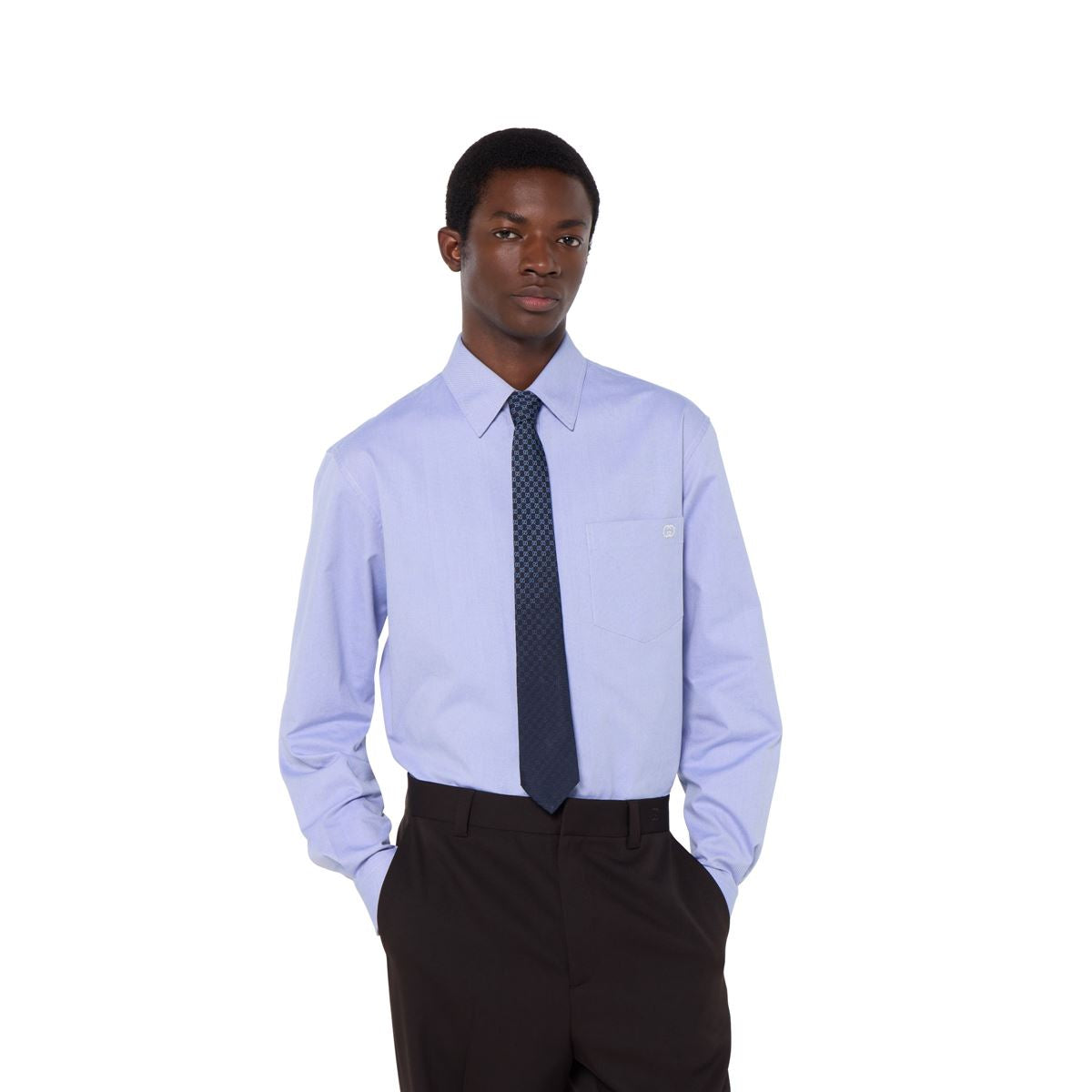 Gg silk jacquard tie-GUCCI-Verso