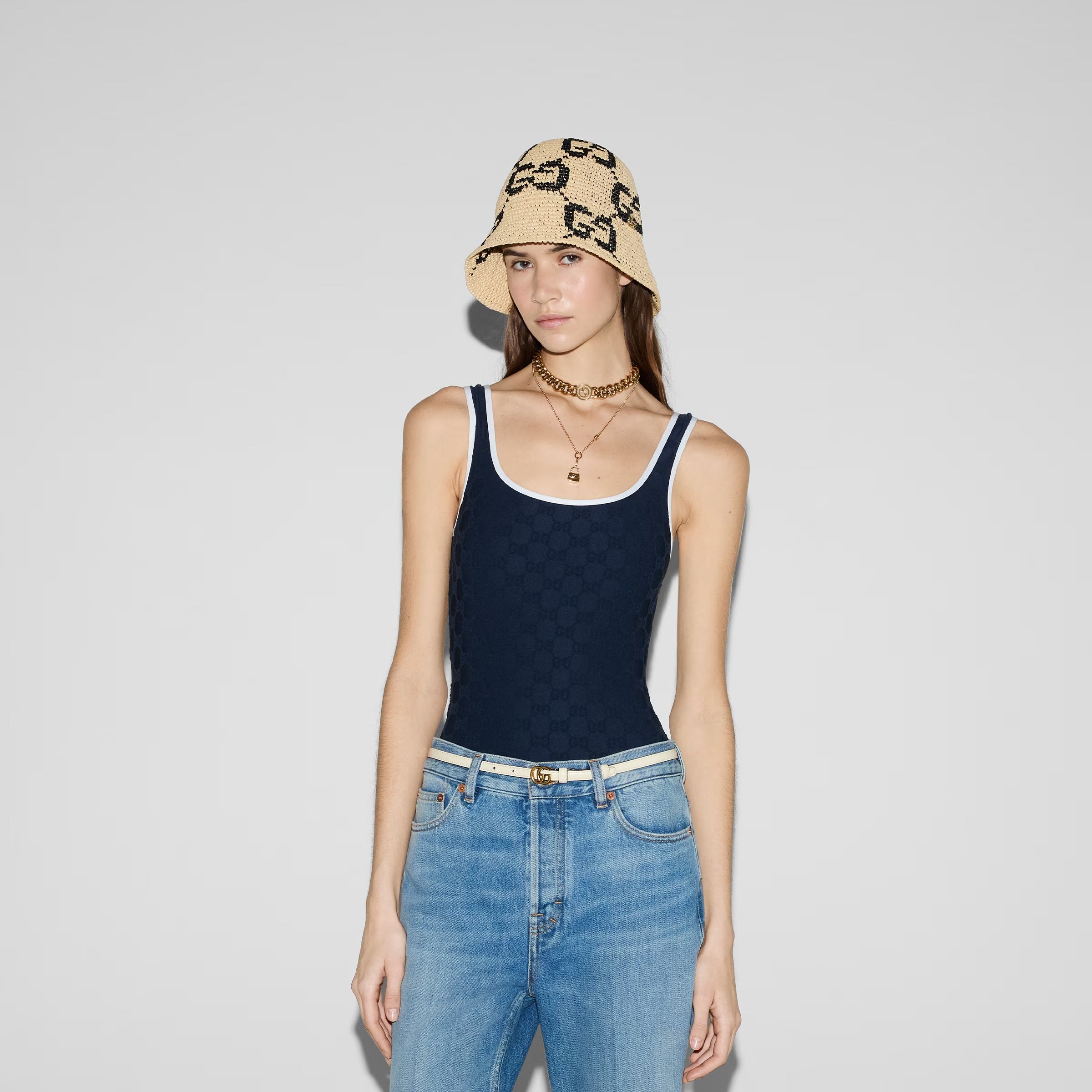 GG terrycloth swimsuit-GUCCI-Verso