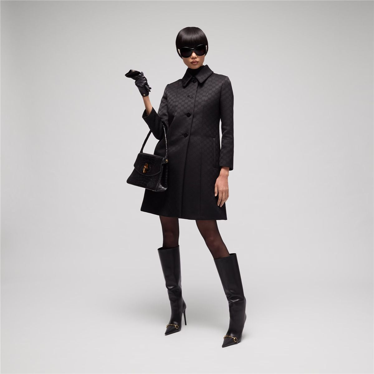 Gg viscose jacquard coat-GUCCI-Verso