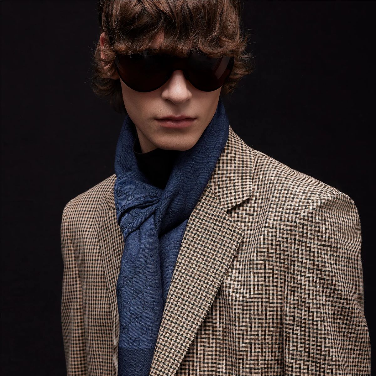 Gg wool silk jacquard shawl-GUCCI-Verso