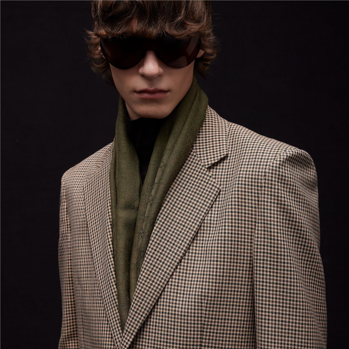 Gg wool silk jacquard shawl-GUCCI-Verso