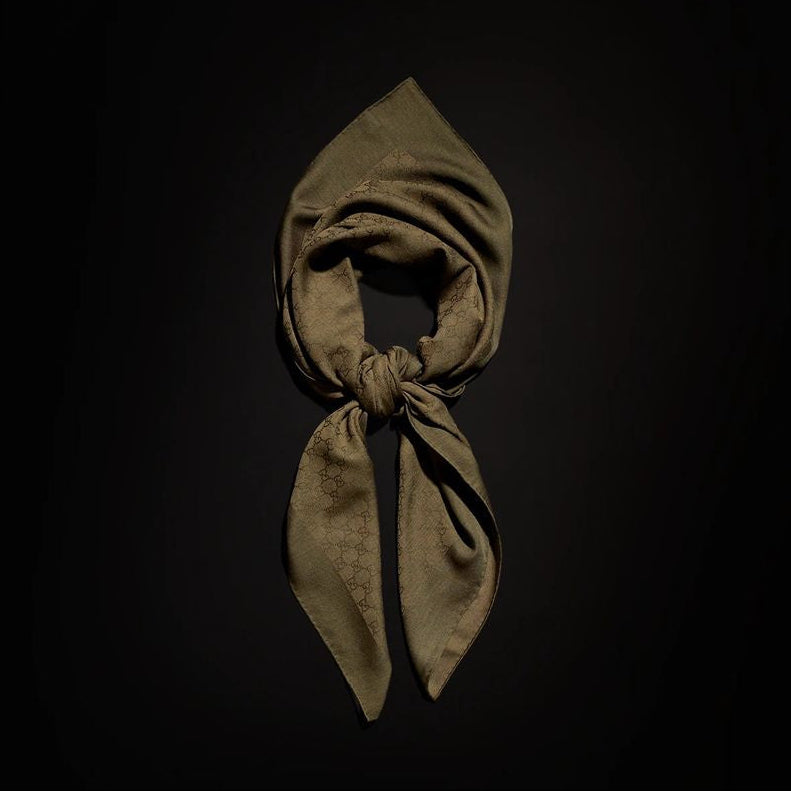Gg wool silk jacquard shawl-GUCCI-Verso