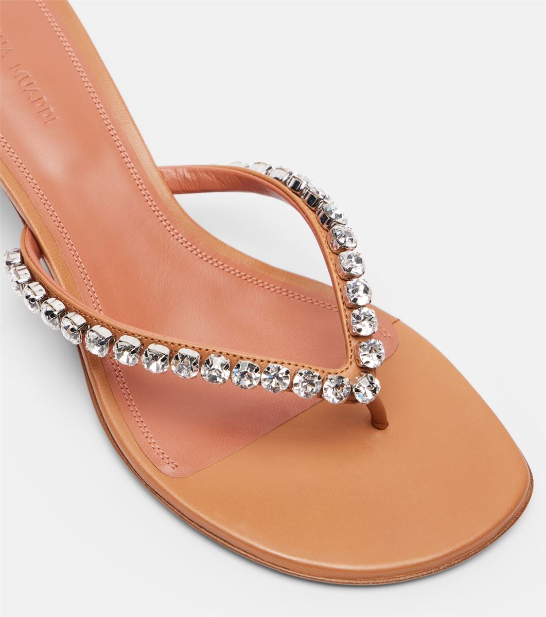 GIGI 45 EMBELLISHED LEATHER THONG SANDALS-AMINA MUADDI-Verso