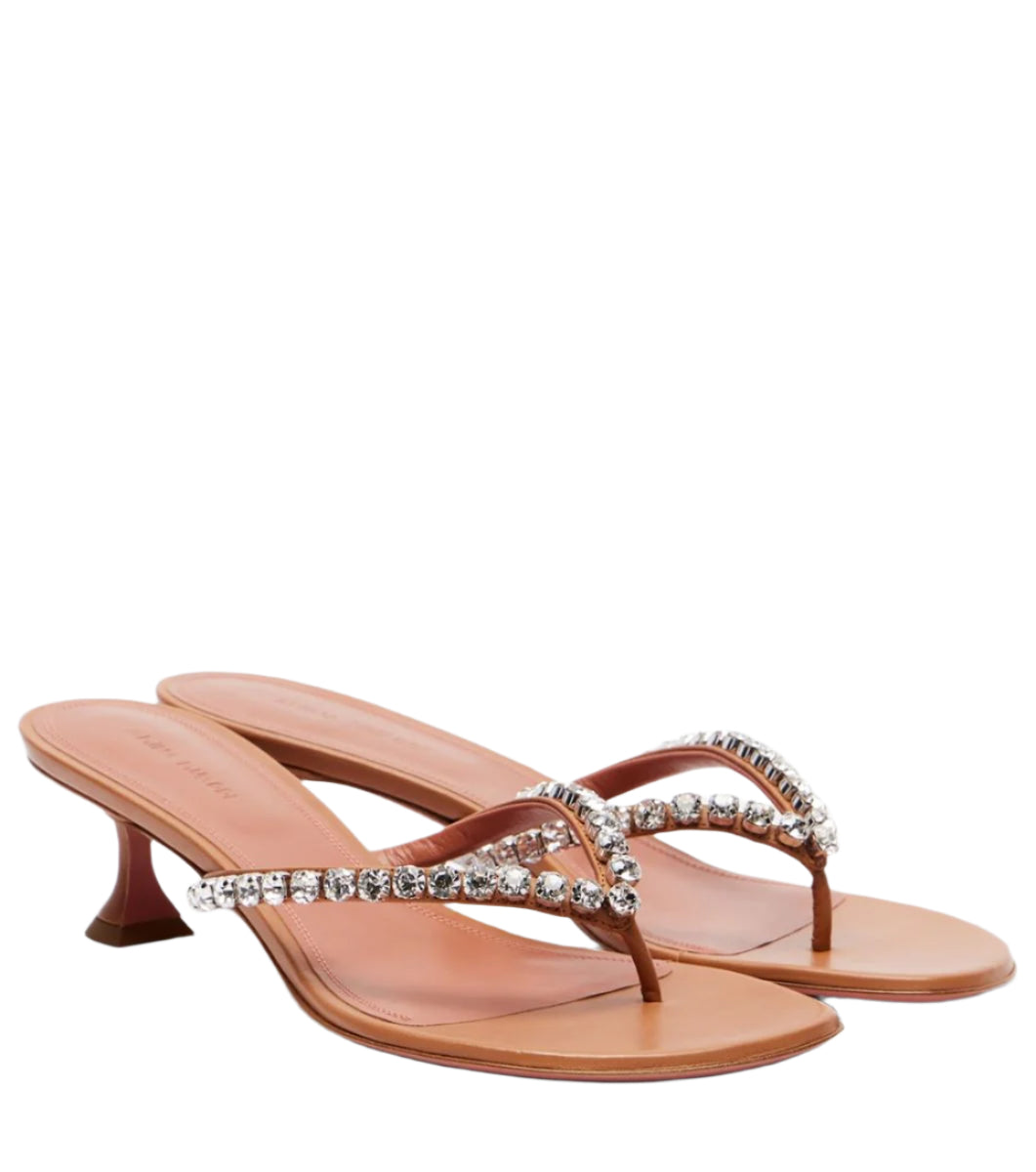 GIGI 45 EMBELLISHED LEATHER THONG SANDALS-AMINA MUADDI-Verso
