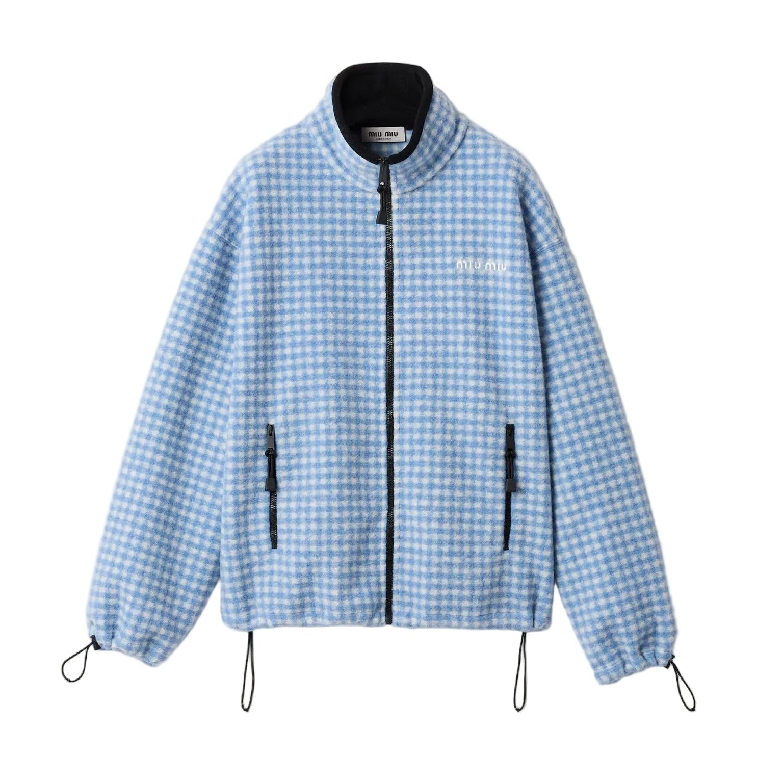 21aw オーバーサイズ Miu Miu チェック柄 ロングコート Miu Miu Gingham Check Fleece Jacket | Verso