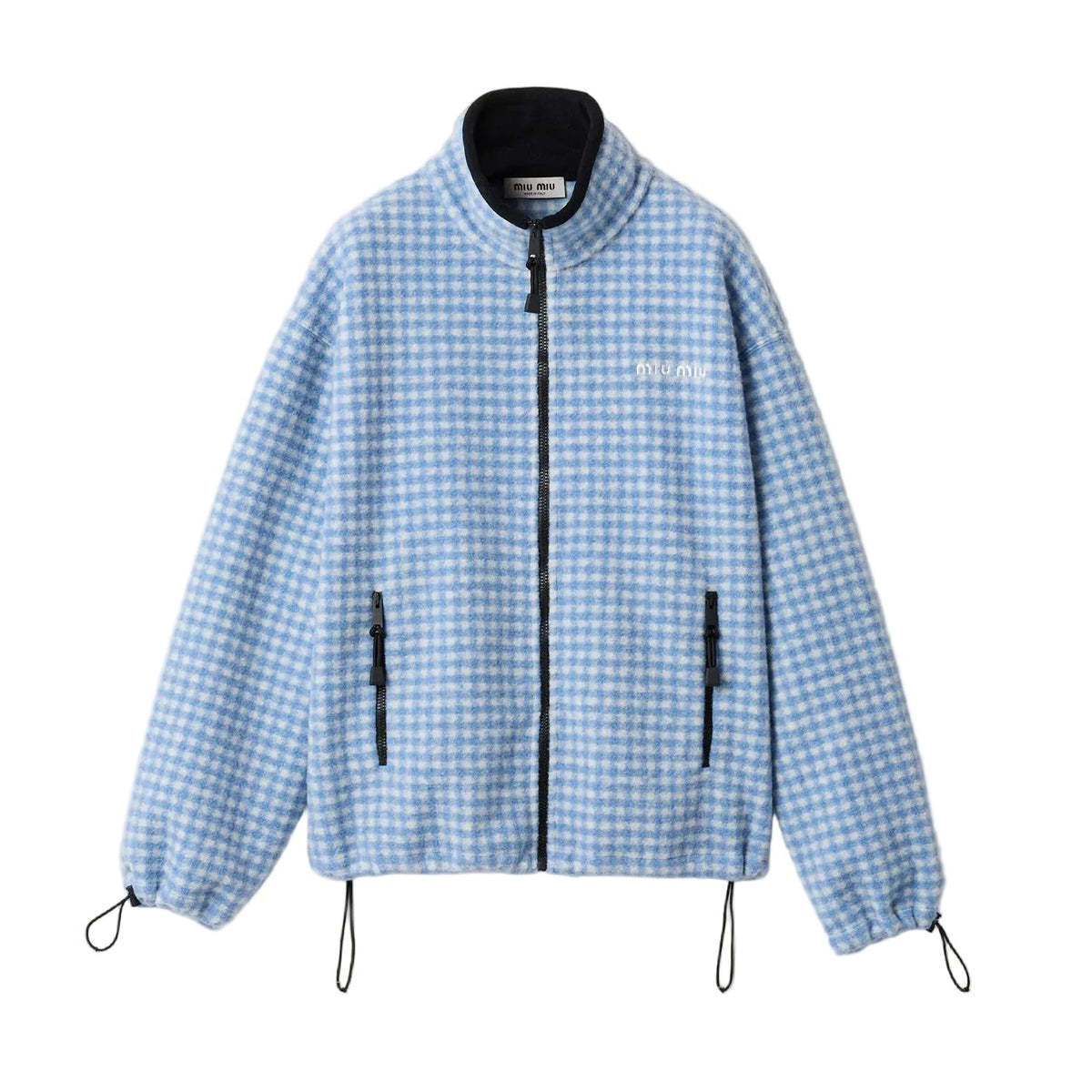 Gingham check fleece jacket-MIU MIU-312058-S-Verso