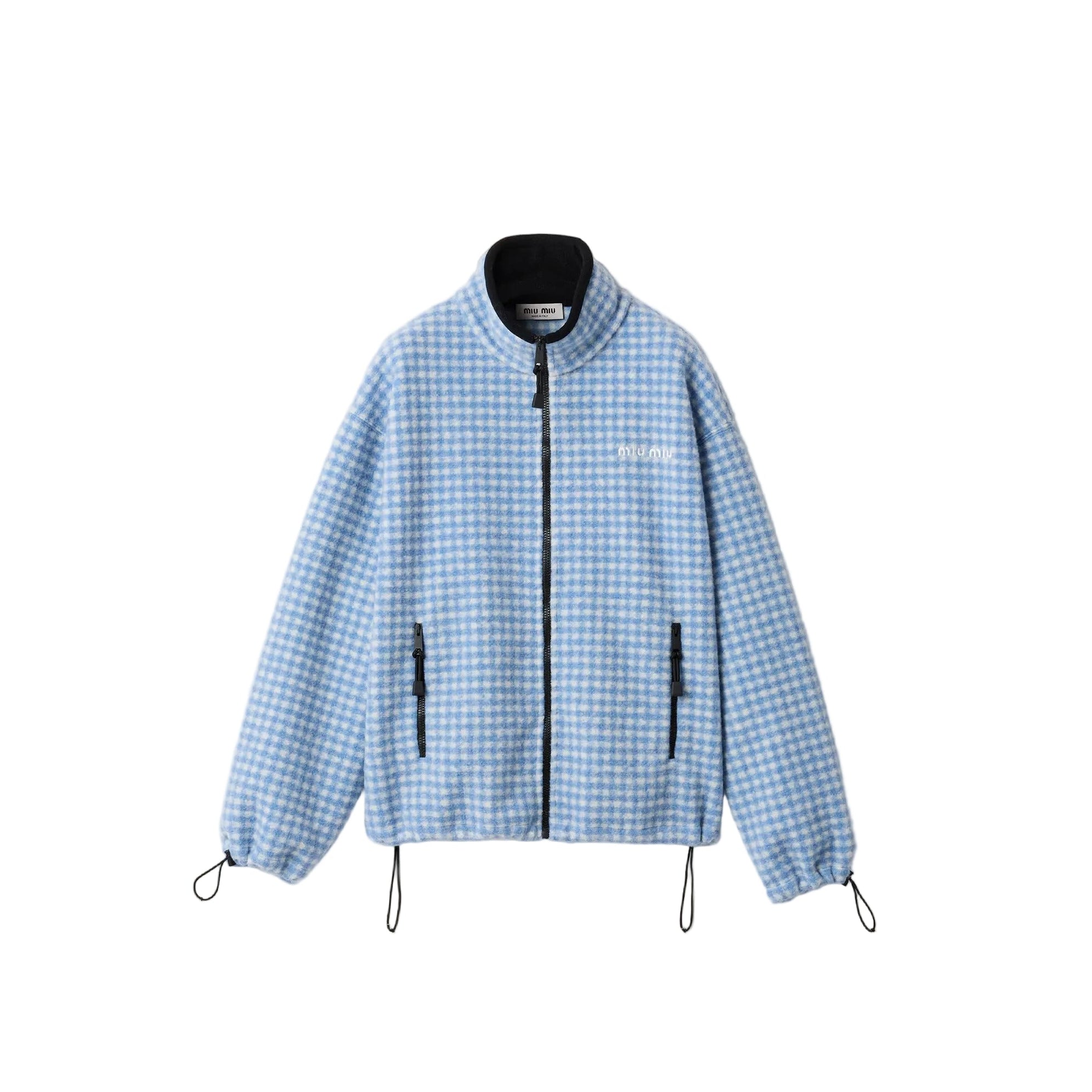 Gingham check fleece jacket-MIU MIU-312058-S-Verso