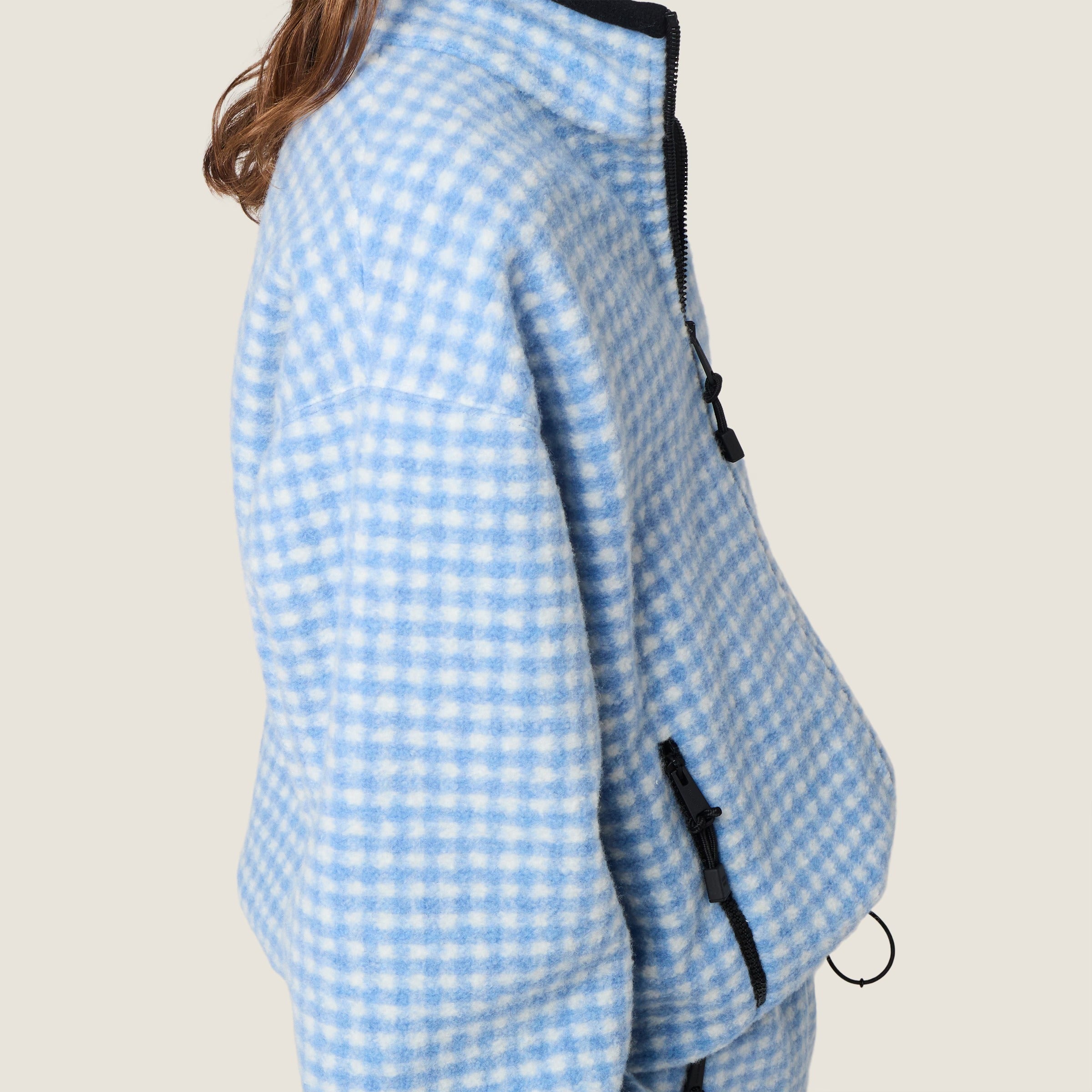 Gingham check fleece jacket-MIU MIU-Verso