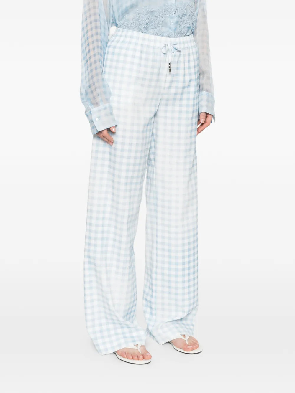 Gingham-pattern drawstring trousers-ERMANNO SCERVINO-Verso