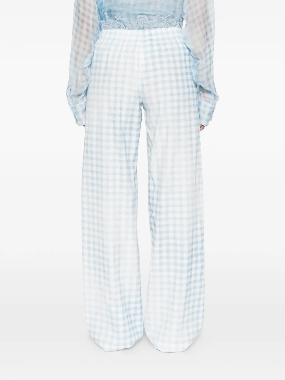 Gingham-pattern drawstring trousers-ERMANNO SCERVINO-Verso