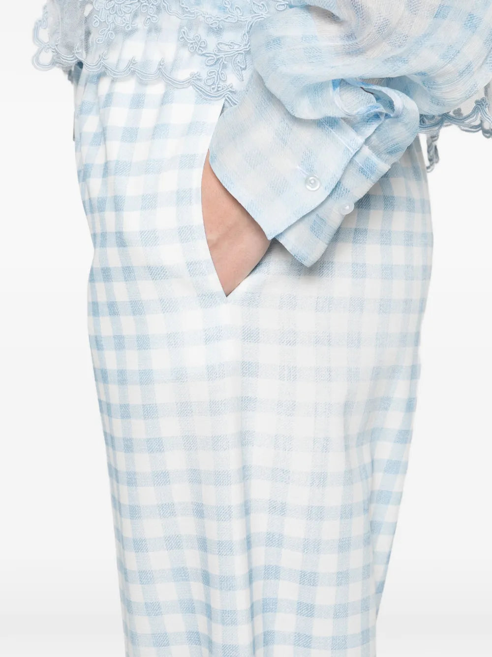 Gingham-pattern drawstring trousers-ERMANNO SCERVINO-Verso