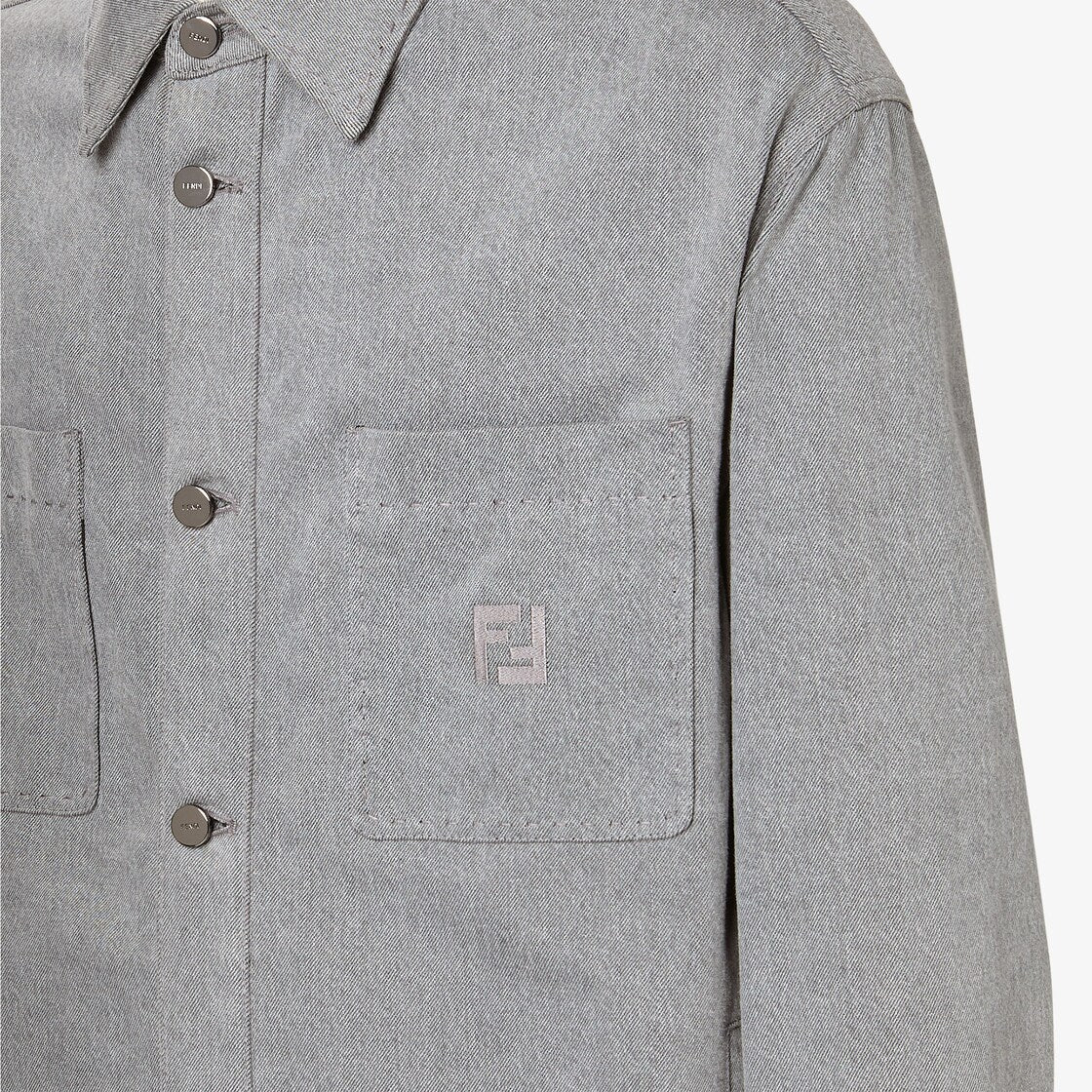 Go-to jacket in light grey denim-FENDI-Verso