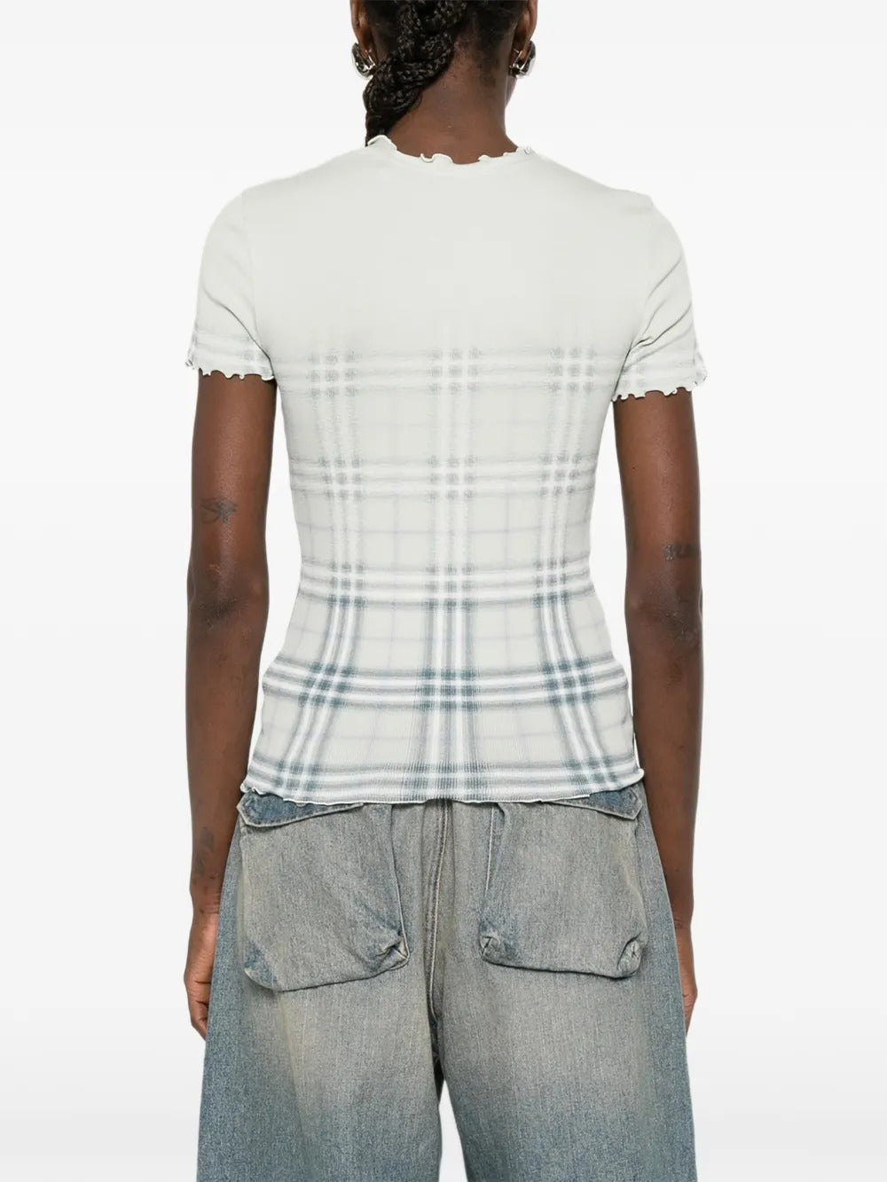 Gradient Check Stretch Cotton Top-BURBERRY-Verso