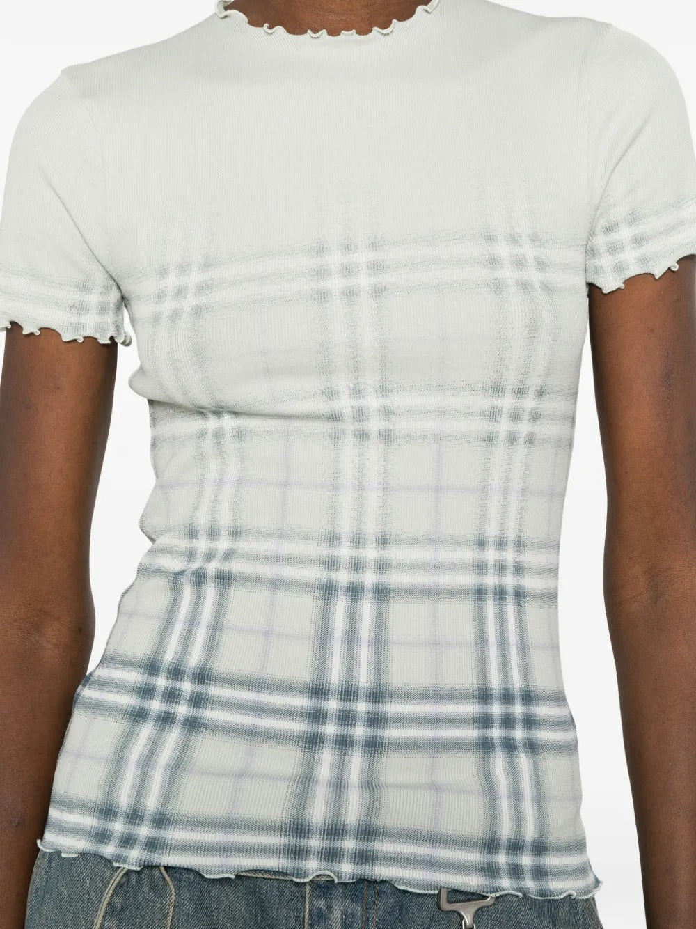 Gradient Check Stretch Cotton Top-BURBERRY-Verso