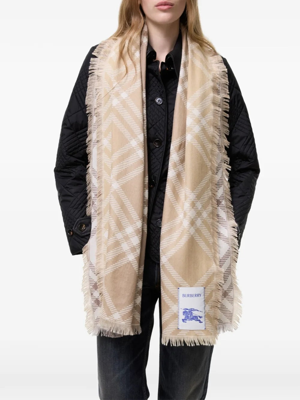 Gradient check wool silk scarf-BURBERRY-Verso