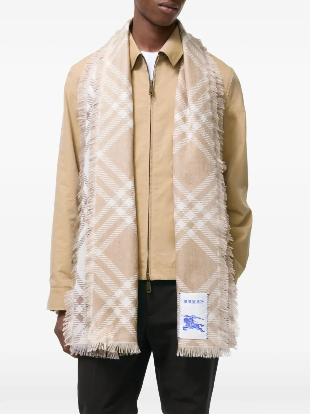 Gradient check wool silk scarf-BURBERRY-Verso