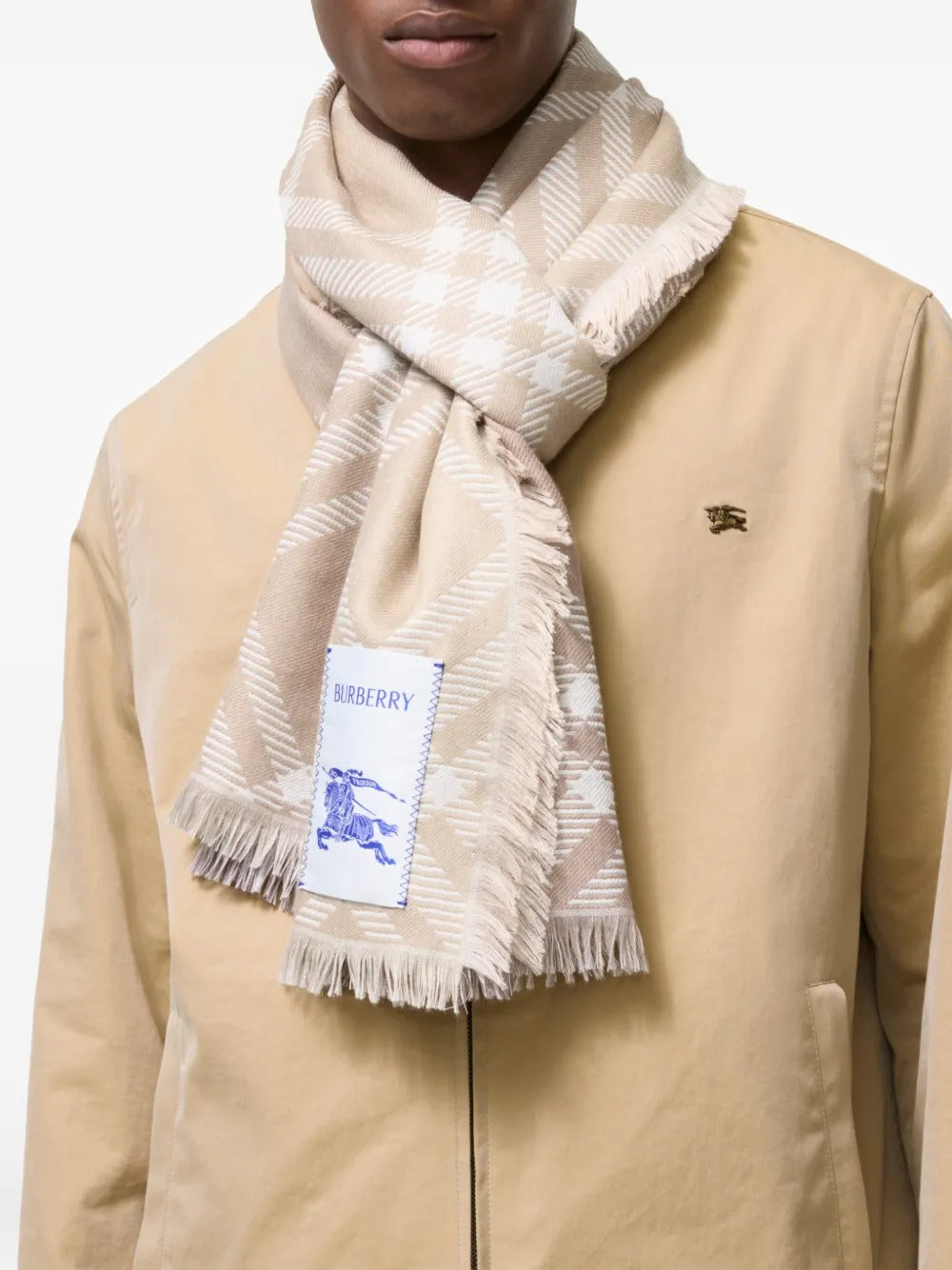 Gradient check wool silk scarf-BURBERRY-Verso
