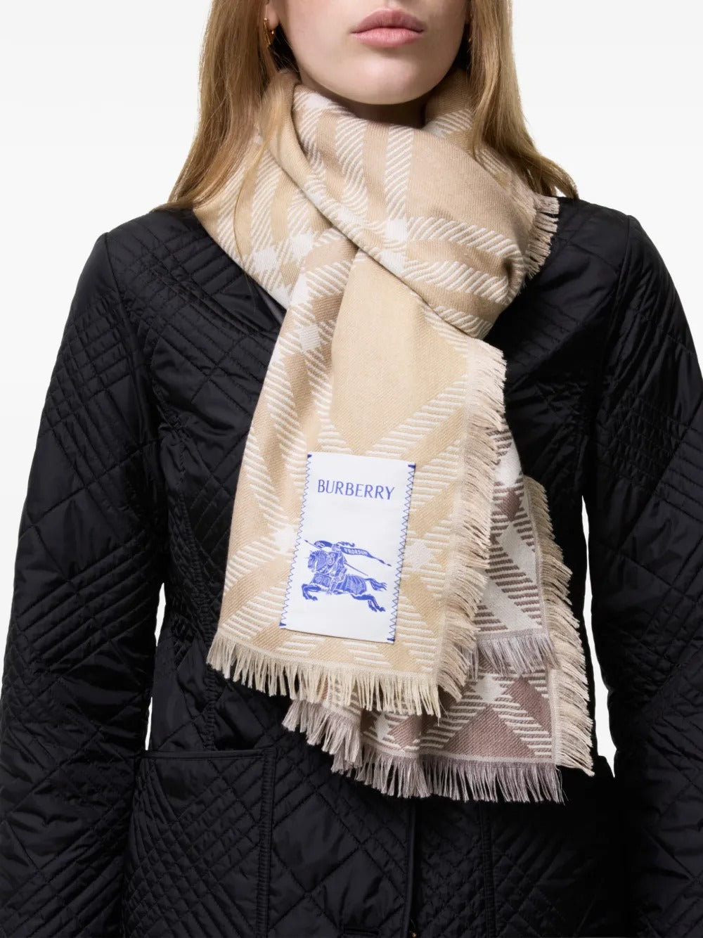 Gradient check wool silk scarf-BURBERRY-Verso