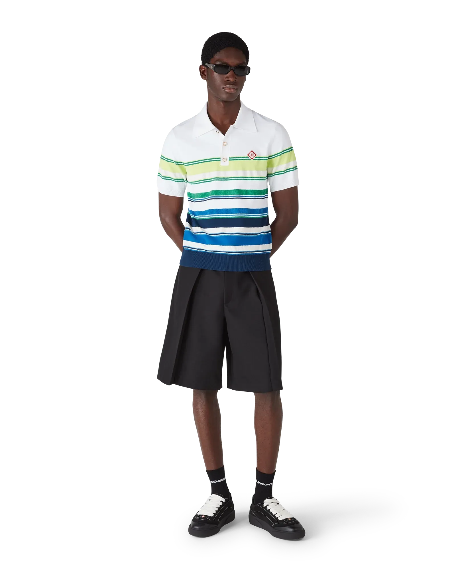Gradient stripe short sleeve polo shirt-CASABLANCA-Verso