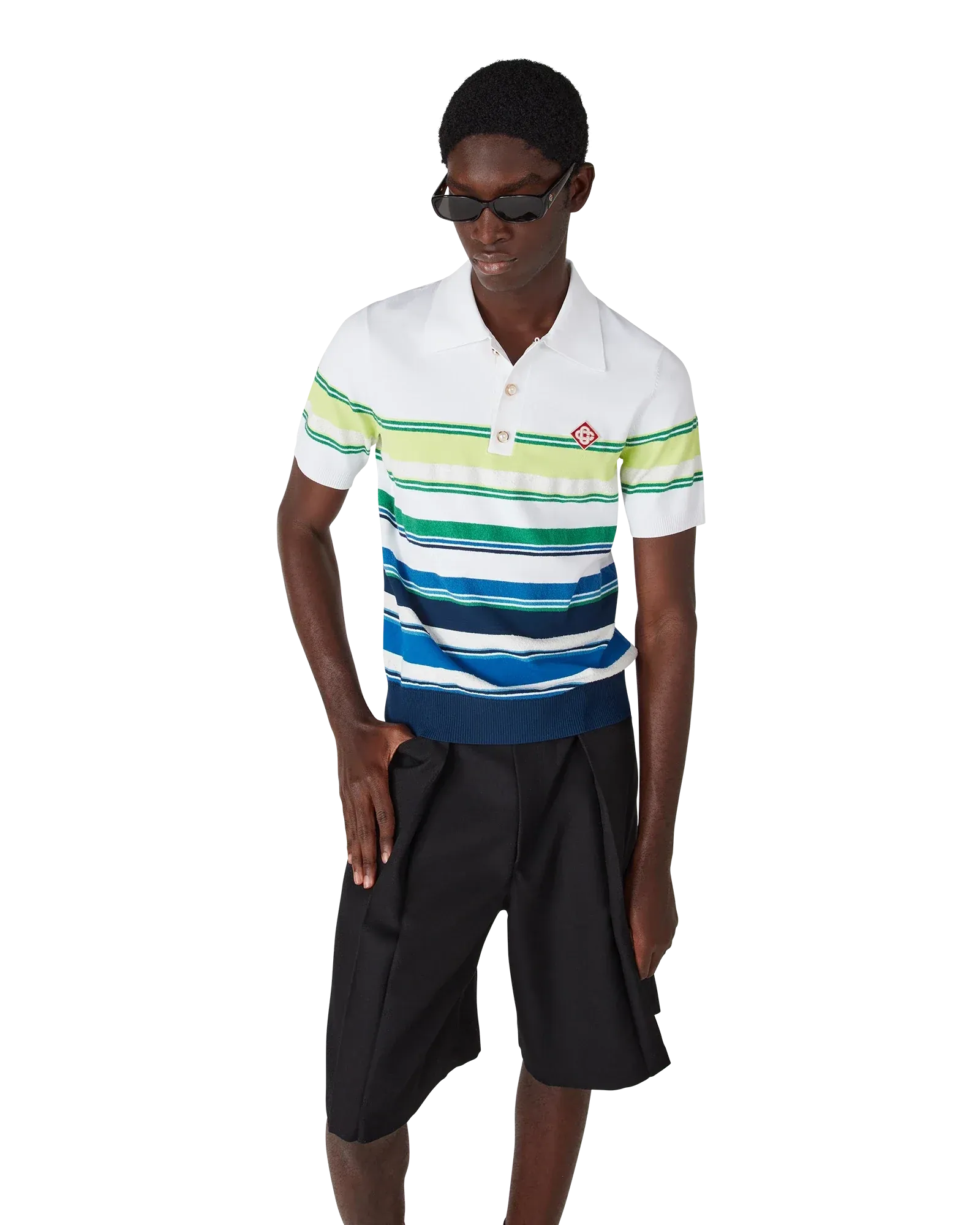 Gradient stripe short sleeve polo shirt-CASABLANCA-Verso