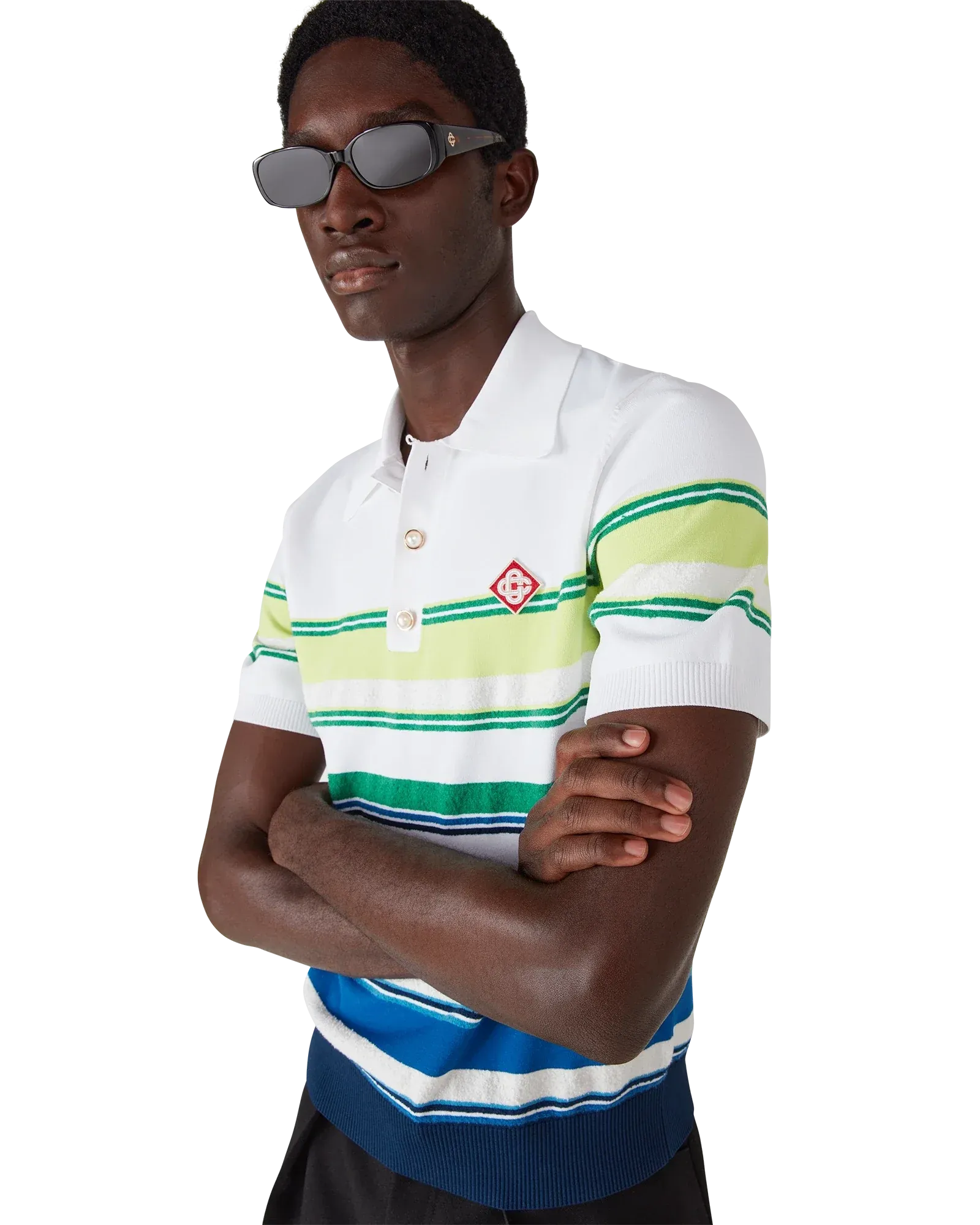 Gradient stripe short sleeve polo shirt-CASABLANCA-Verso