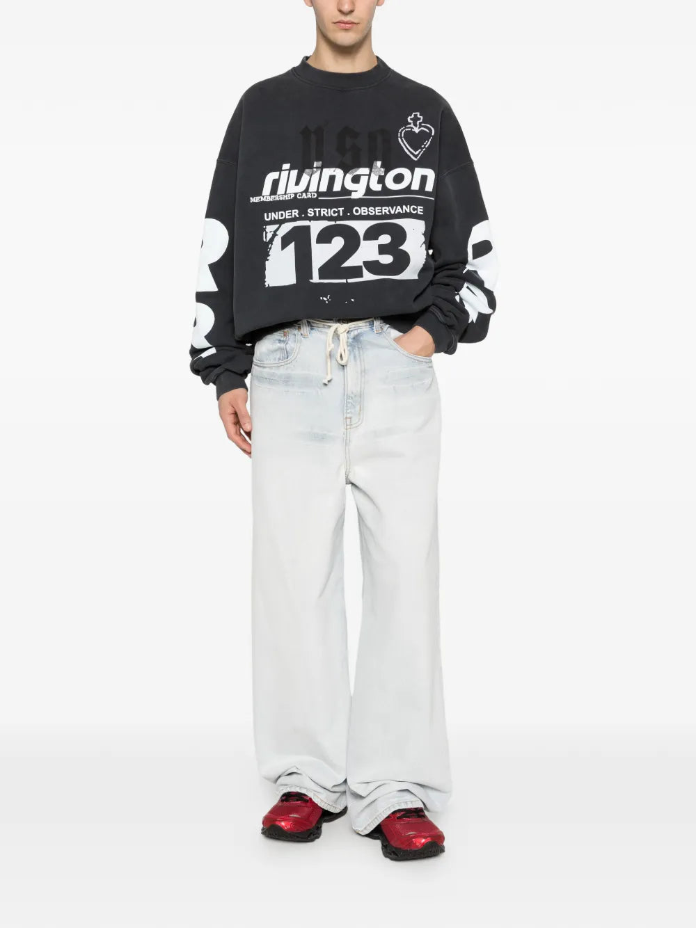 Graphic-print logo-sleeve sweatshirt-RIVINGTON ROI REBIS-Verso
