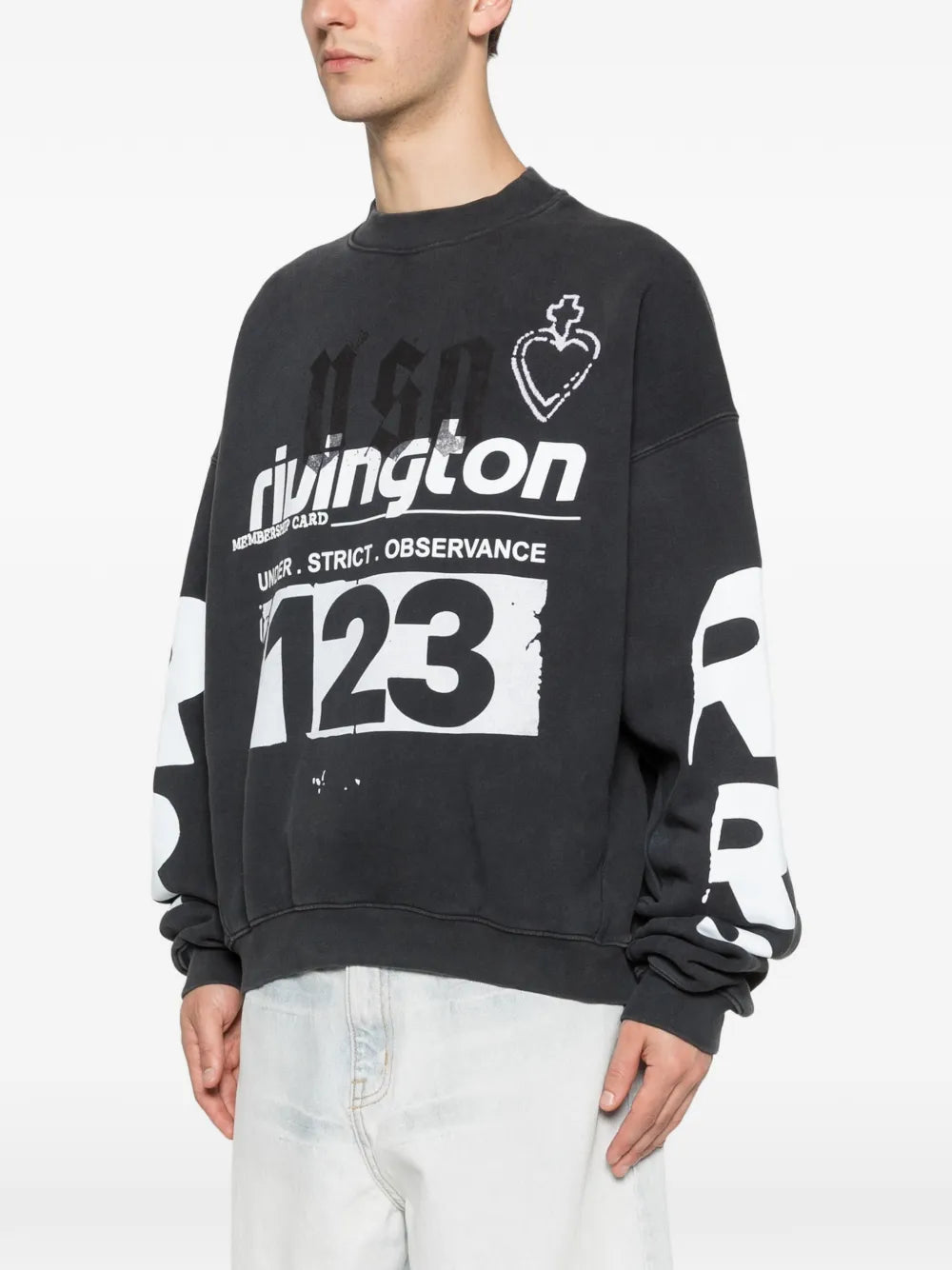 Graphic-print logo-sleeve sweatshirt-RIVINGTON ROI REBIS-Verso