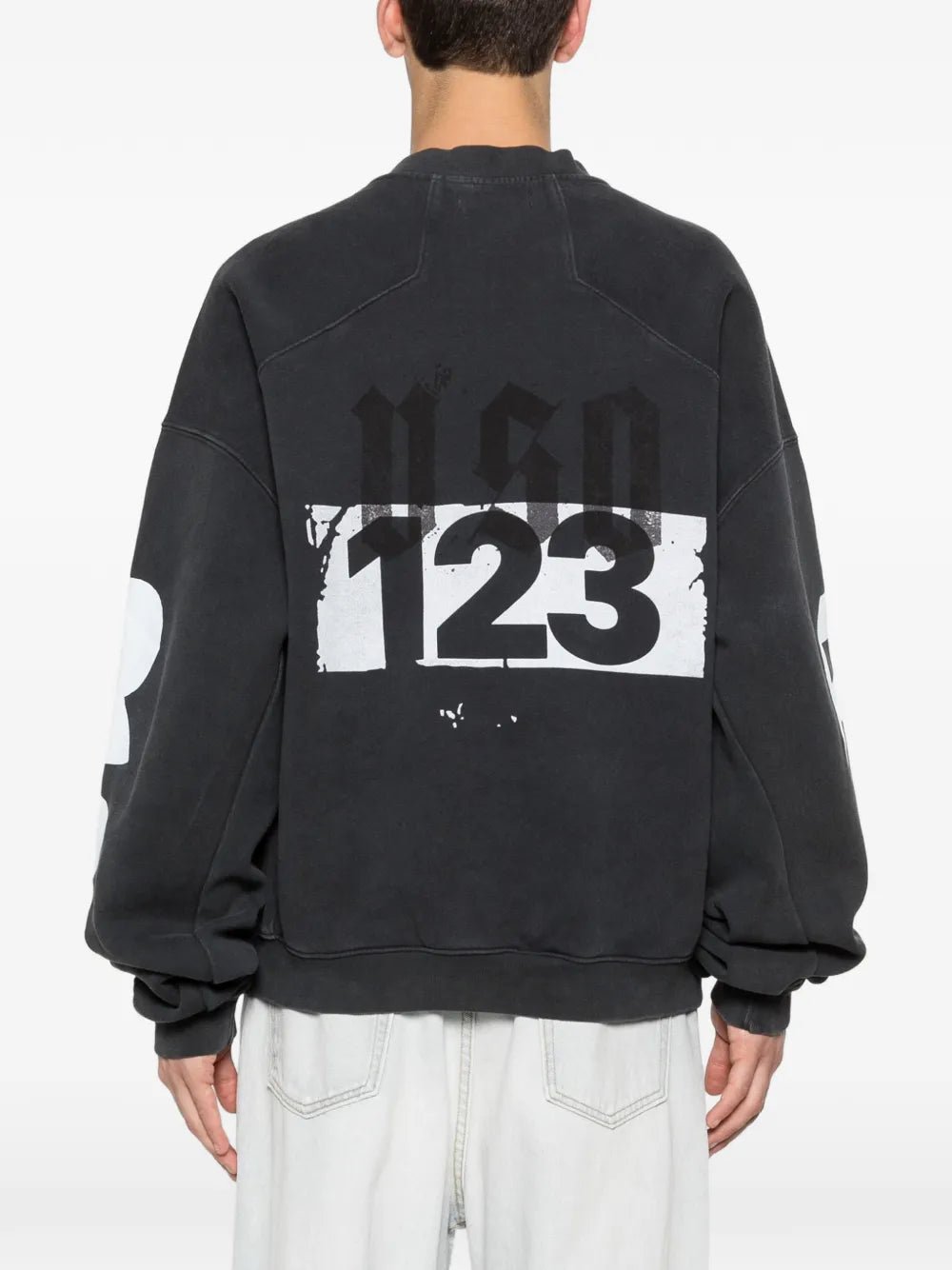 Graphic-print logo-sleeve sweatshirt-RIVINGTON ROI REBIS-Verso
