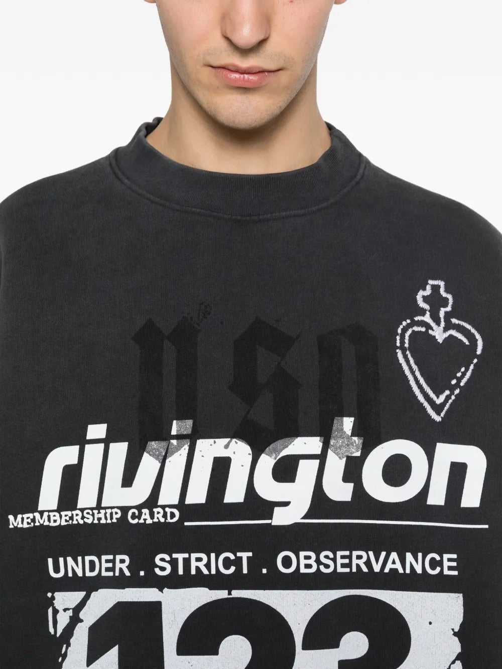 Graphic-print logo-sleeve sweatshirt-RIVINGTON ROI REBIS-Verso
