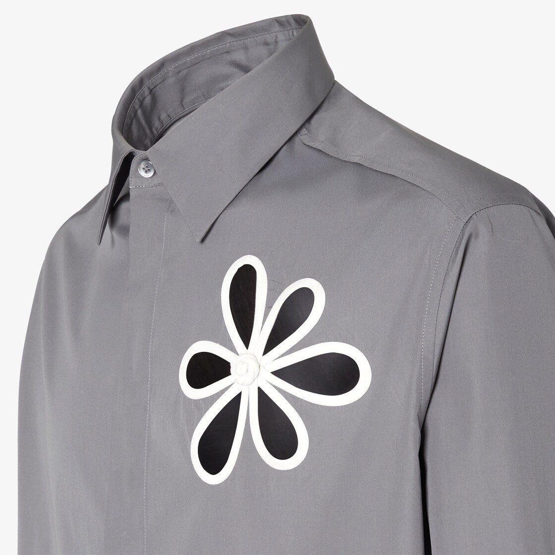Gray poplin shirt-FENDI-Verso