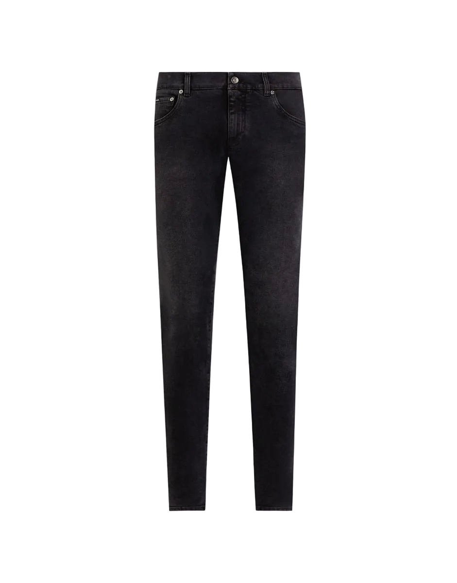 Gray wash skinny stretch jeans-DOLCE&GABBANA-310391-46-Verso
