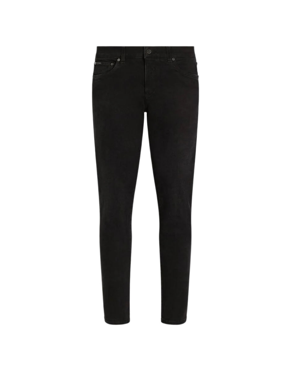 GRAY WASH SLIM-FIT STRETCH JEANS-DOLCE & GABBANA-Verso