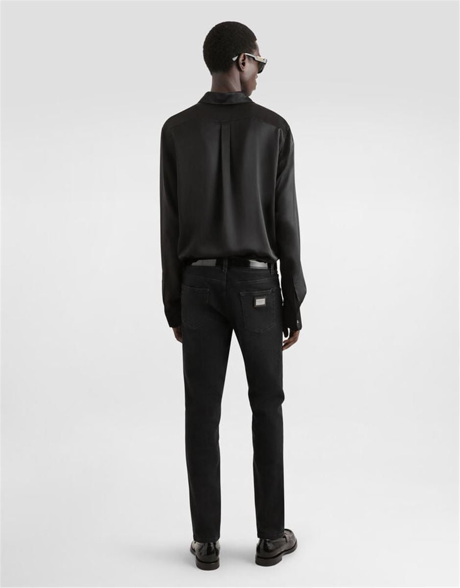 GRAY WASH SLIM-FIT STRETCH JEANS-DOLCE & GABBANA-Verso