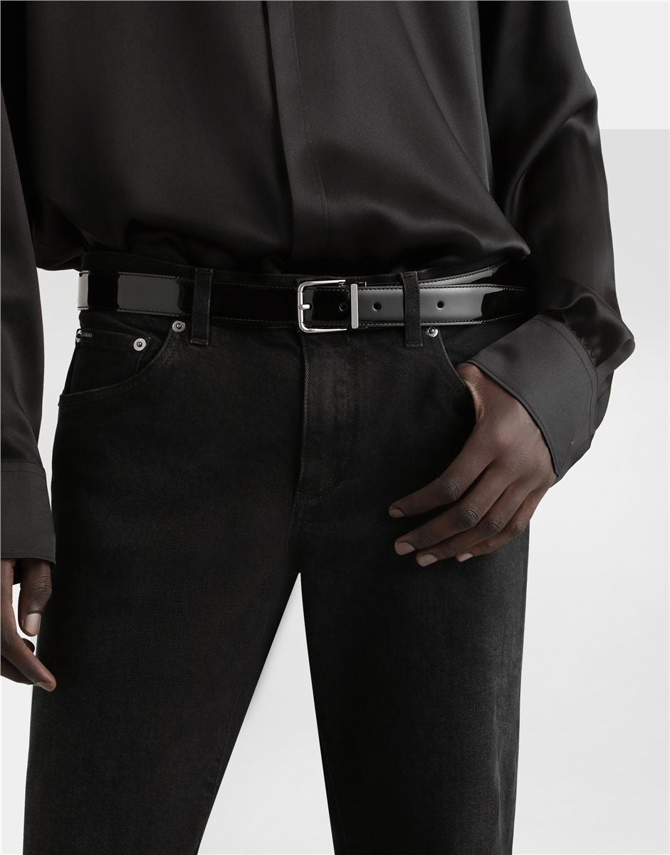 Gray wash slim-fit stretch jeans-DOLCE&GABBANA-Verso