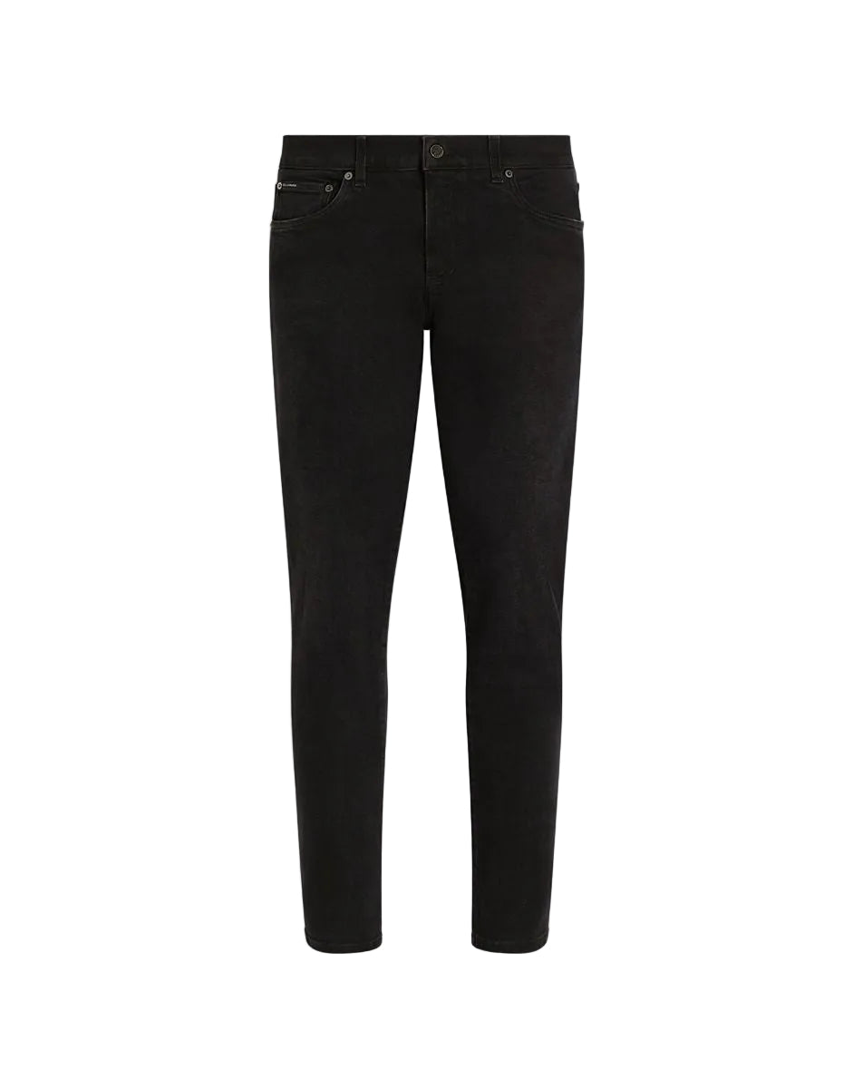 Gray wash slim-fit stretch jeans-DOLCE&GABBANA-Verso