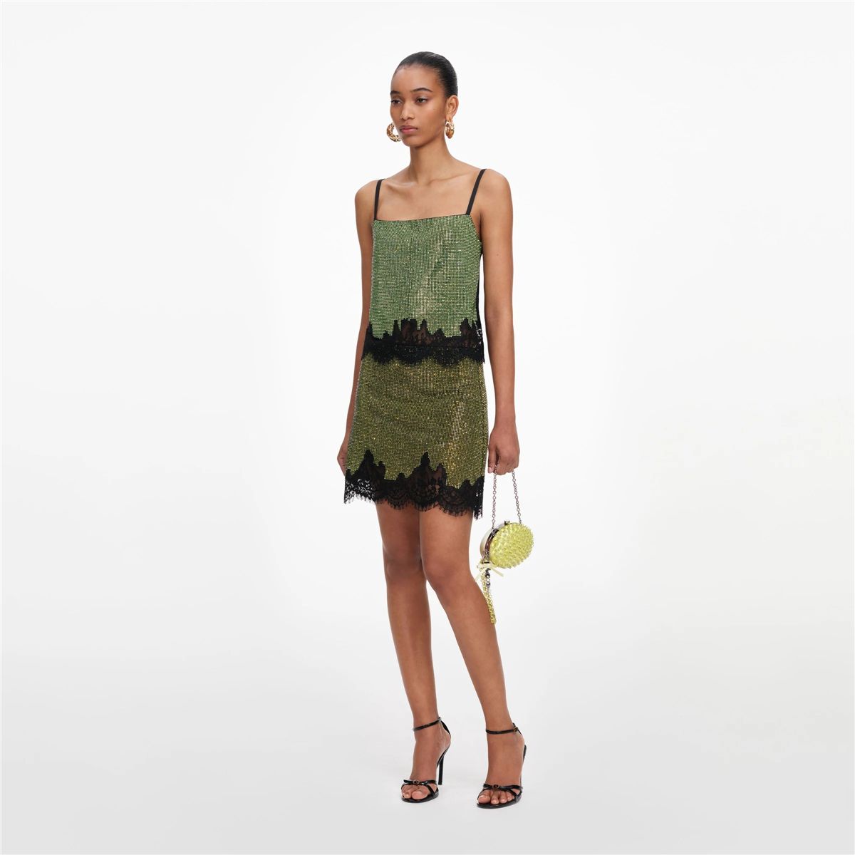 Green Crystal Chainmail Top-SELF-PORTRAIT-Verso