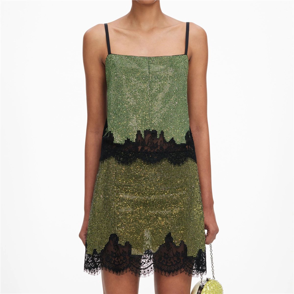 Green Crystal Chainmail Top-SELF-PORTRAIT-Verso